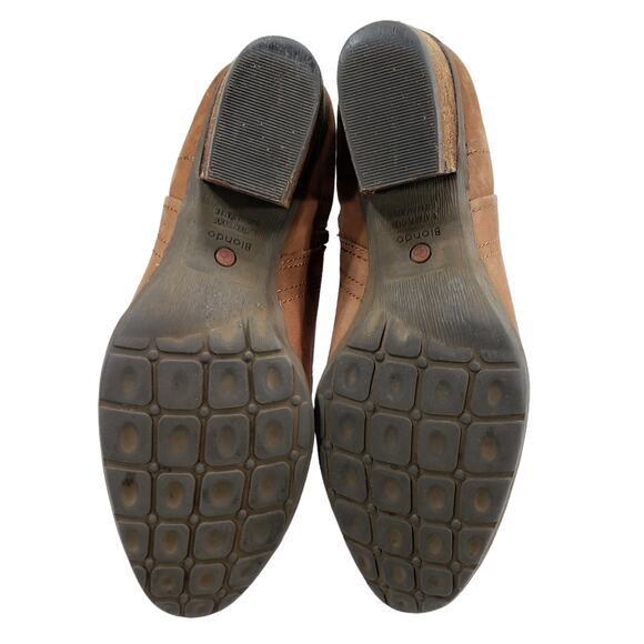 Blondo 7.5 Suede Leather Bootie Ankle Boots Women Tan Beige Zip Stacked Heel 2" - Picture 7 of 12